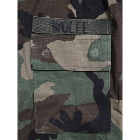 US Army BDU Jacket Medium Long 8415-01-390-8549 Woodland Camo WOLFE Patches - Picture 4 of 7